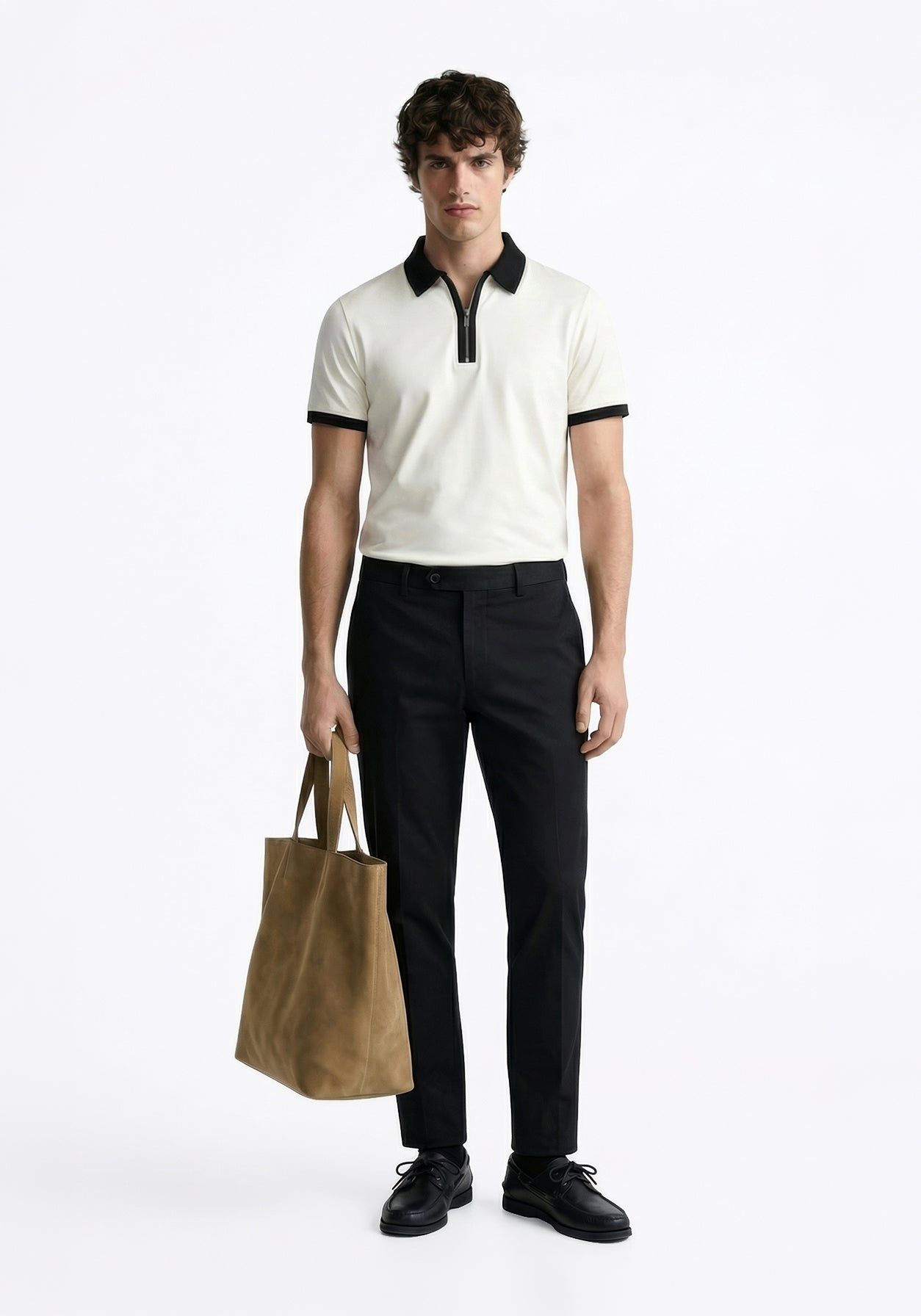 Founders Zipper Polo White