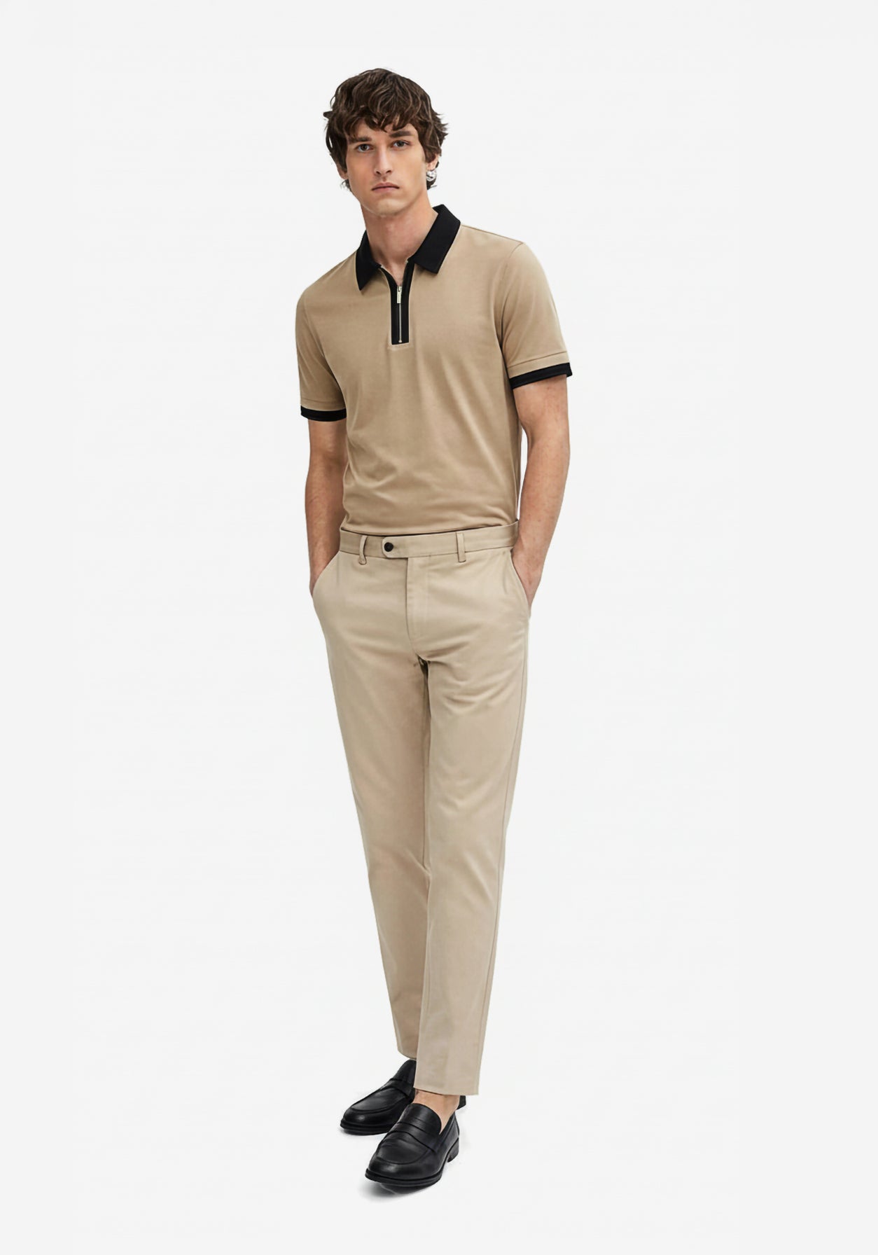 Founders Zipper Polo Beige