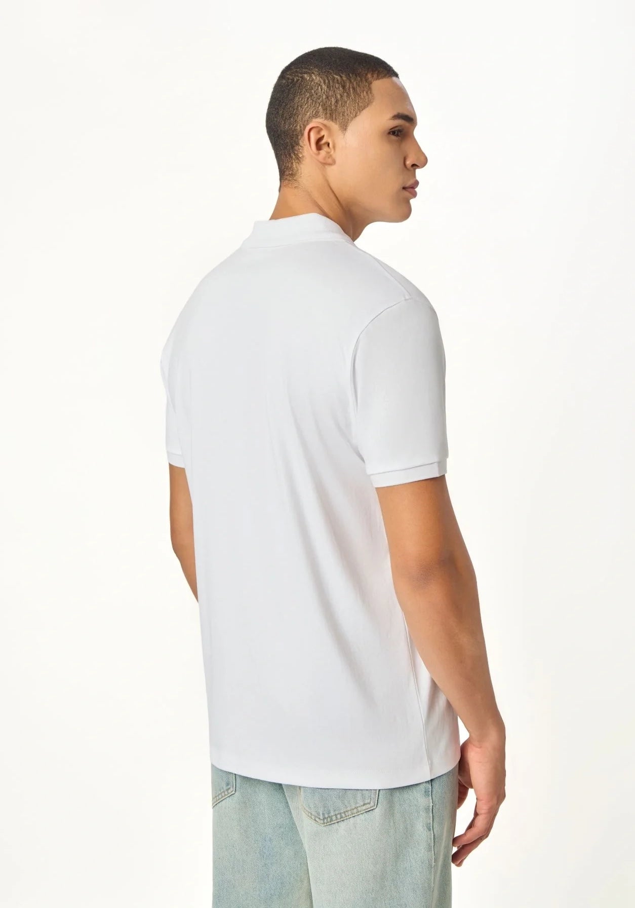 NOIR LUXE  ZIPPER POLO WHITE