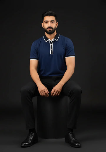Midnight Majesty Signature Hexagon Button Polo