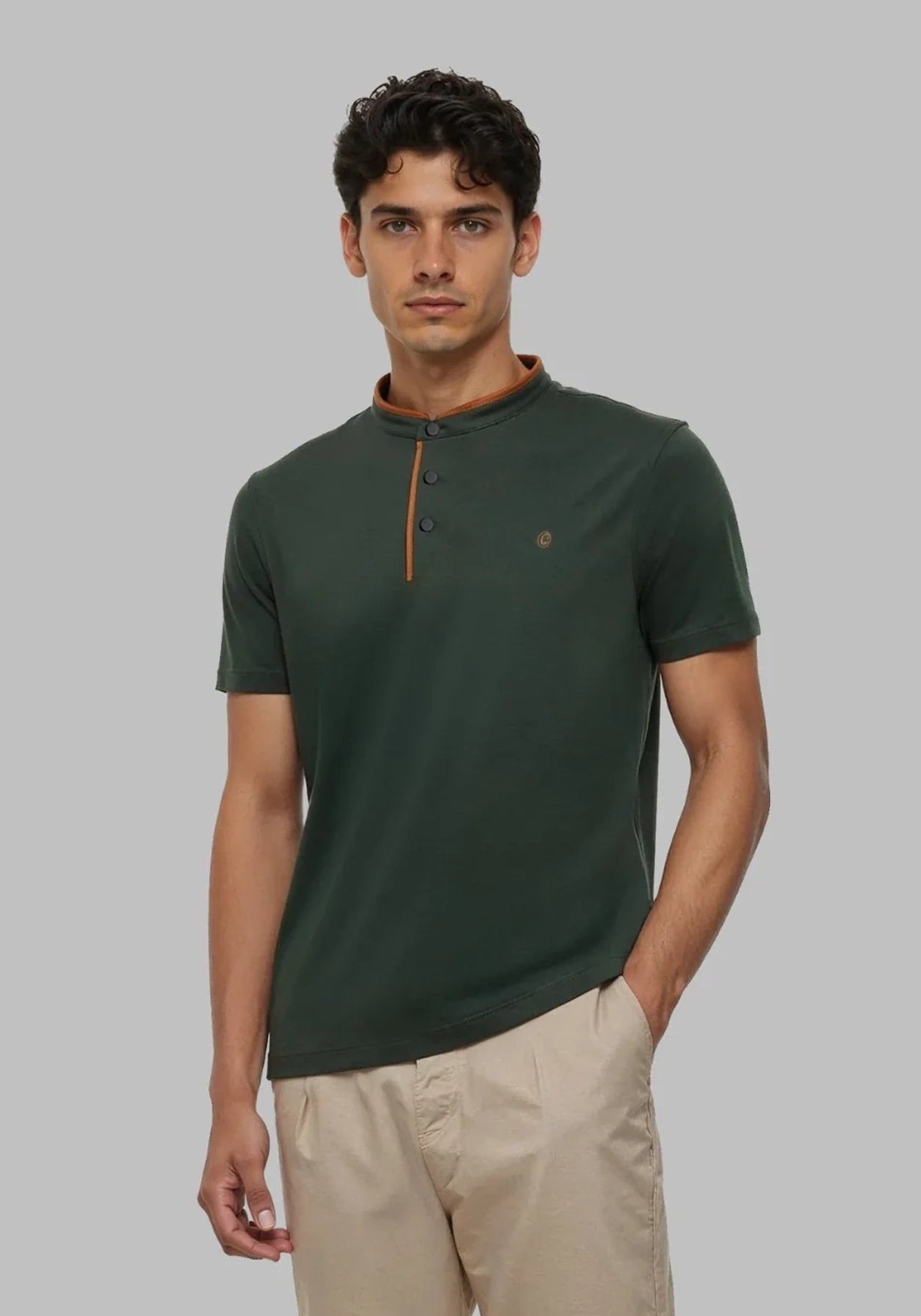 Terra Suede Green Mandarin Polo