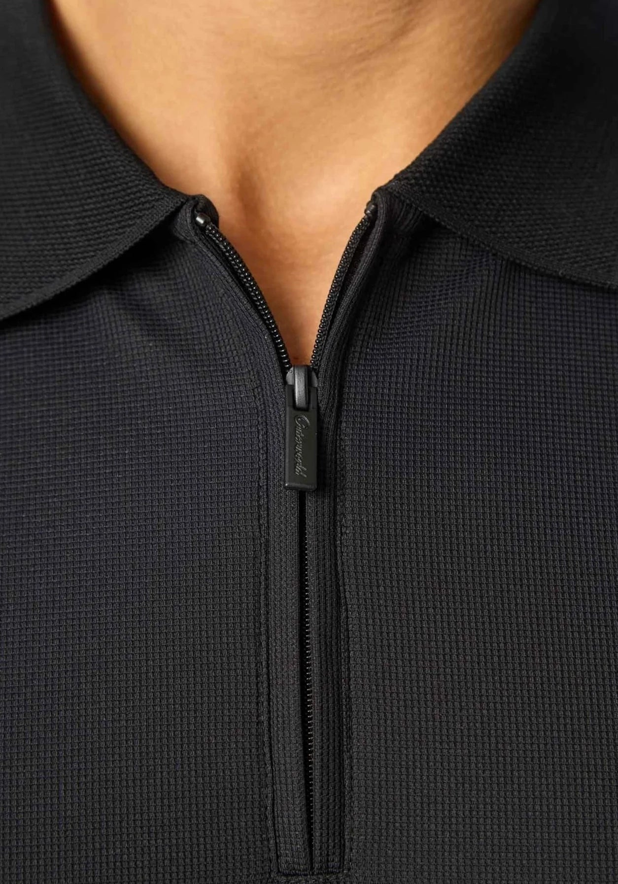 NOIR LUXE ZIPPER POLO BLACK