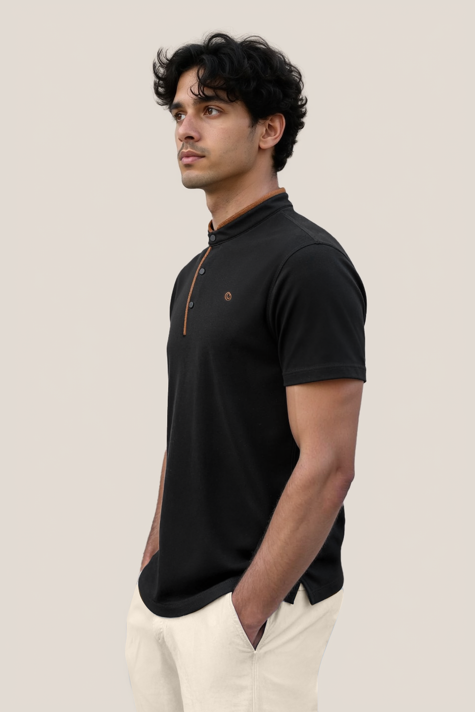 Terra Suede Black Mandarin Polo