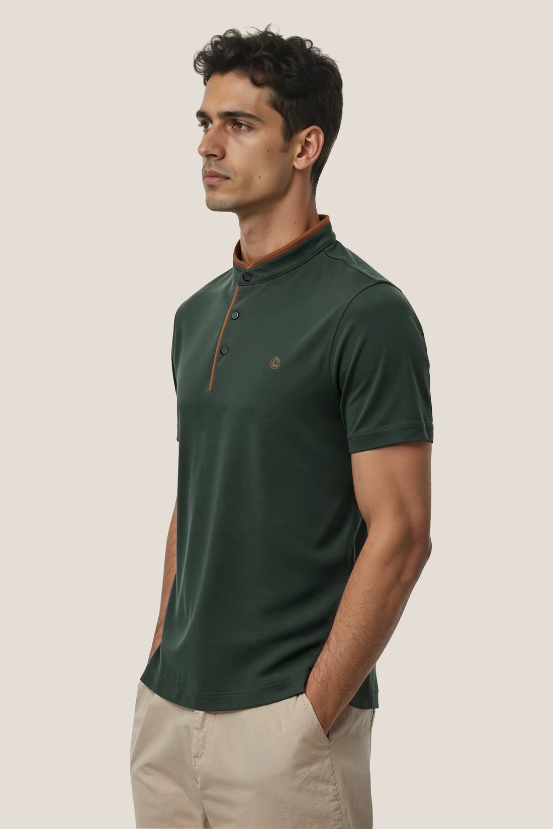 Terra Suede Green Mandarin Polo