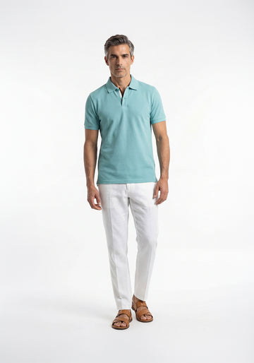 Mulberry Linen Polo Turquoise
