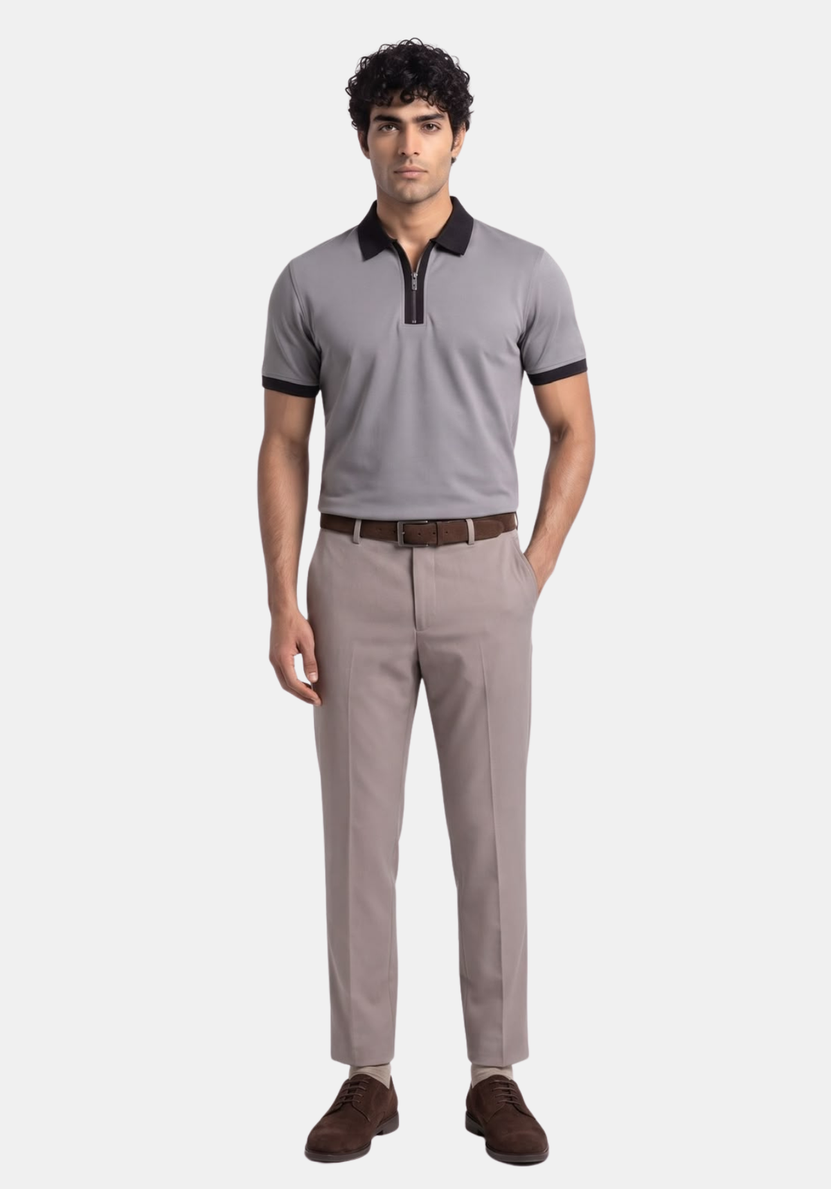 Founders Zipper Polo Grey