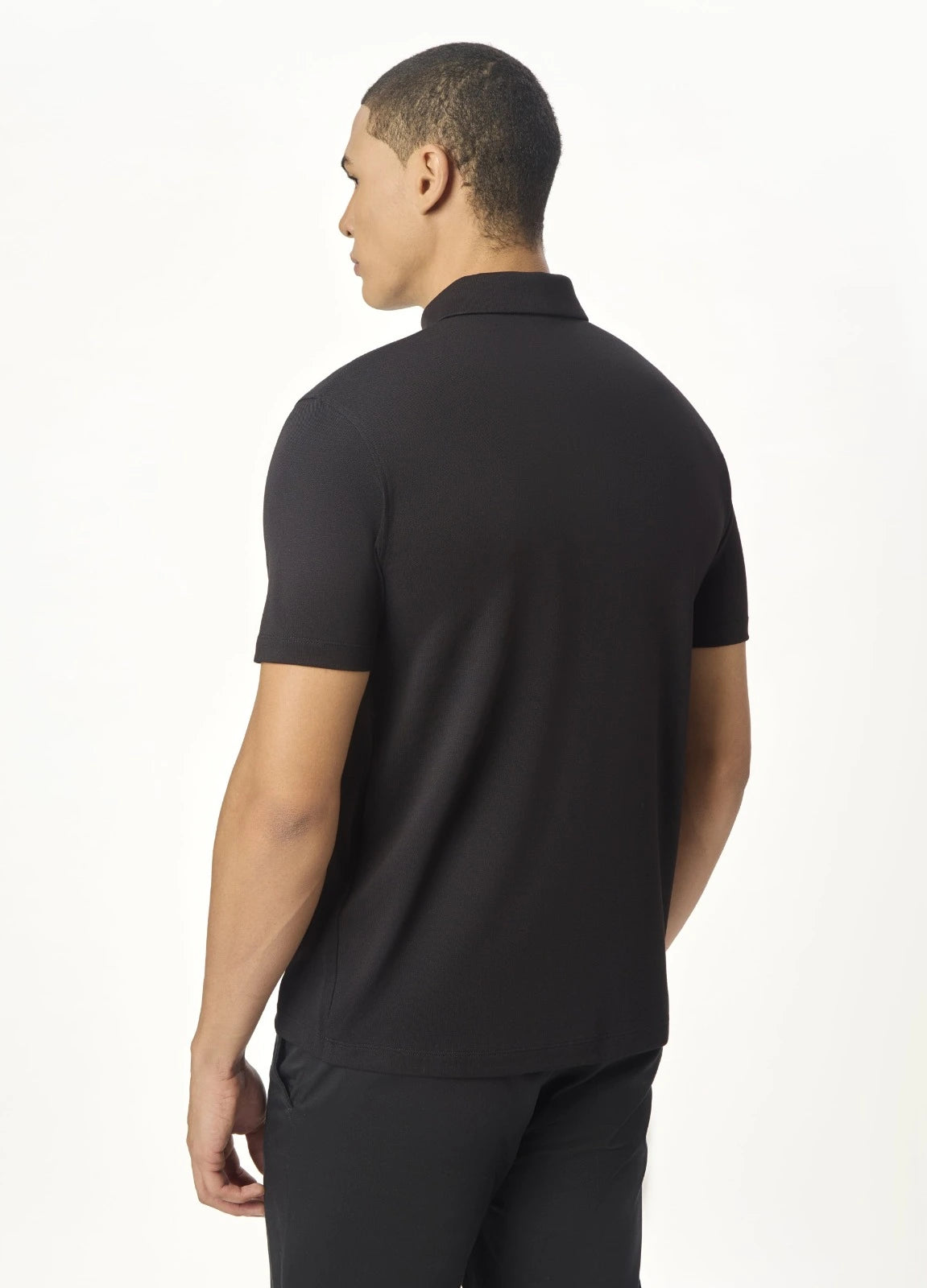 Black Zipper Polo For Men – Twill Panel Edition