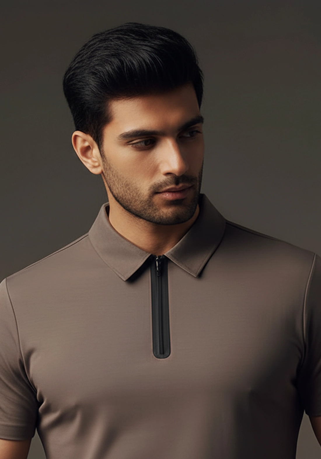 The Monarch Liquid Zipper Polo Slate