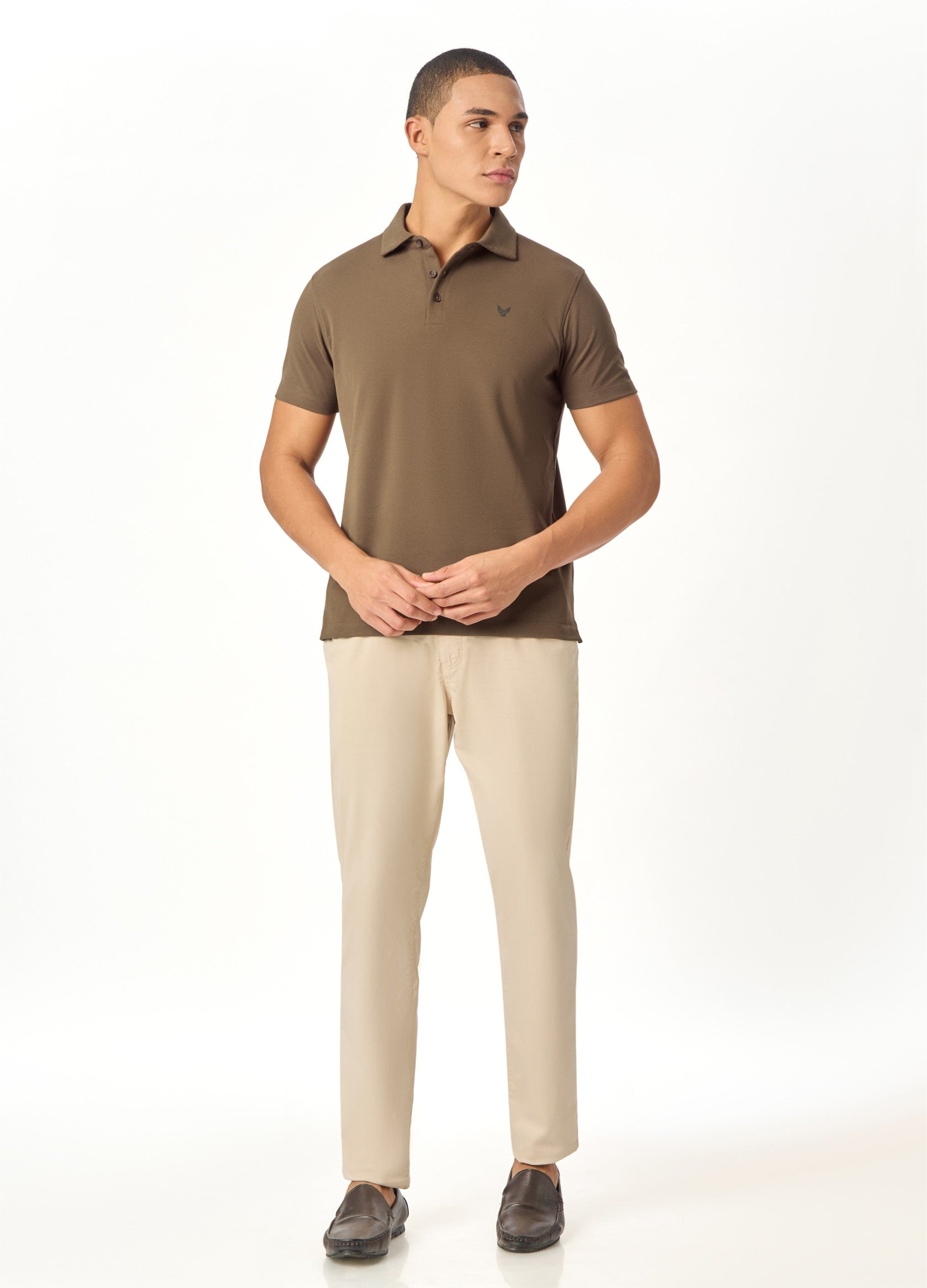 ARIN – The Lucky Dove Brown Polo with Suede Detail