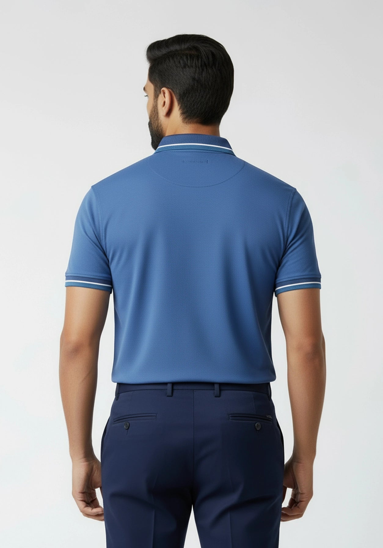 The Lume Signature Metal Button Polo – Blue