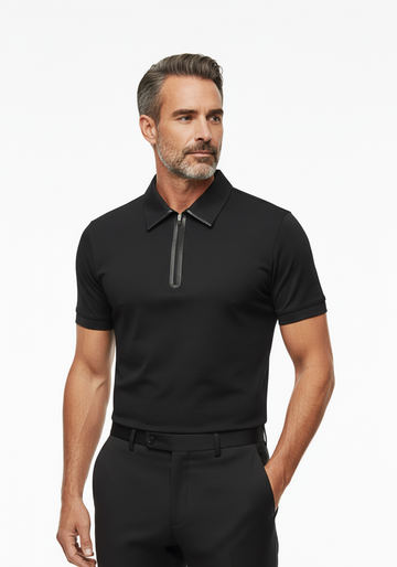 Adler Zip Polo  Black