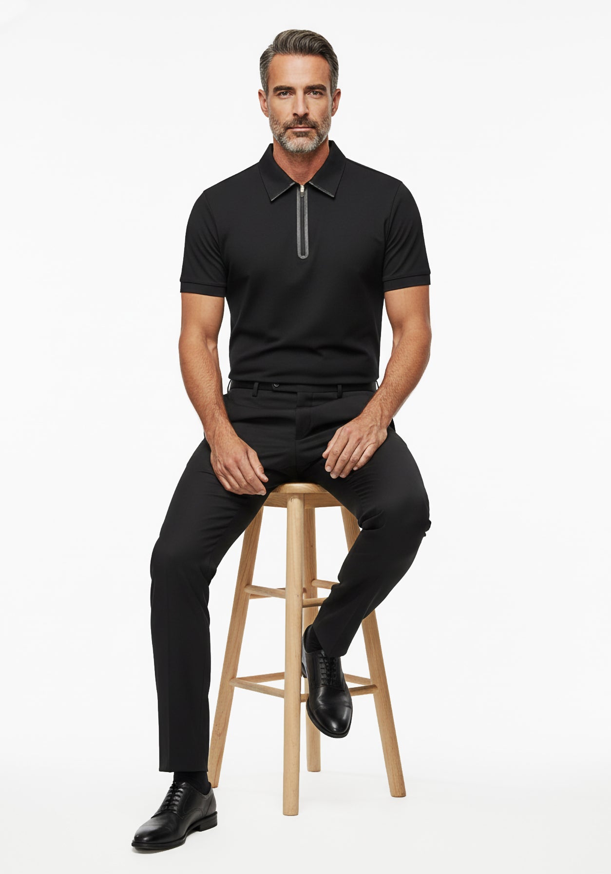 Adler Zip Polo  Black