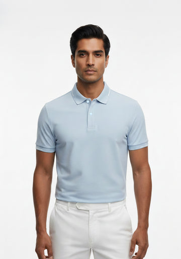 Performance Cotton Blue Polo