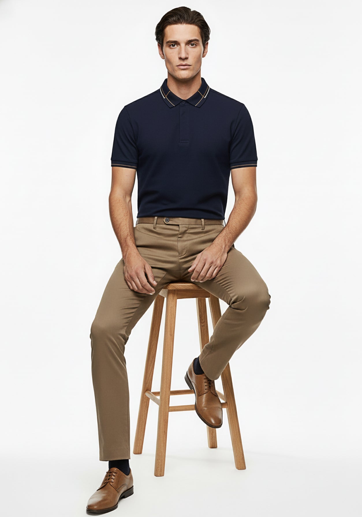 Fine Line Navy Blue Polo