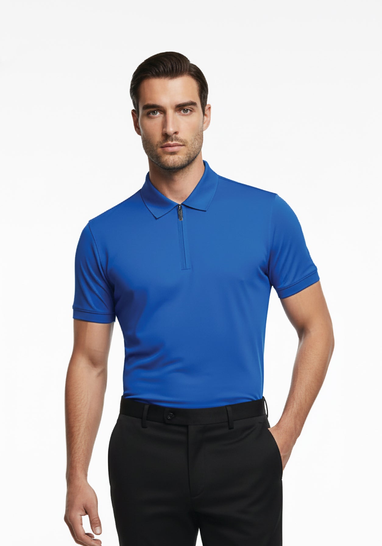 Liquid Zipper Polo Blue