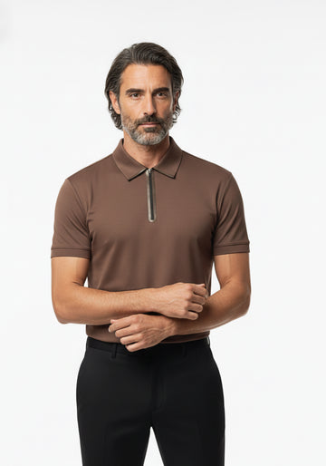 Adler Zip Polo Taupe