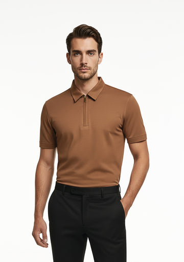 Liquid Zipper Polo Brown