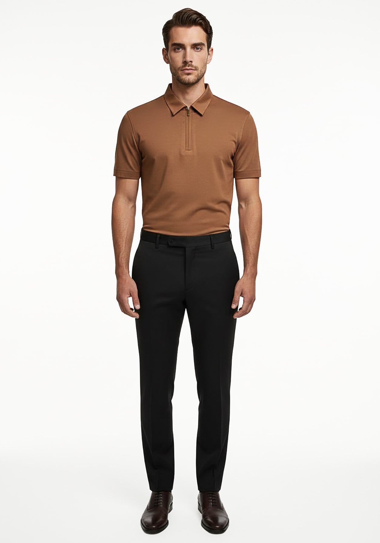 Liquid Zipper Polo Brown