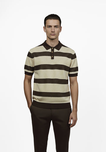 Aero-Grid  Striped Polo Cocoa