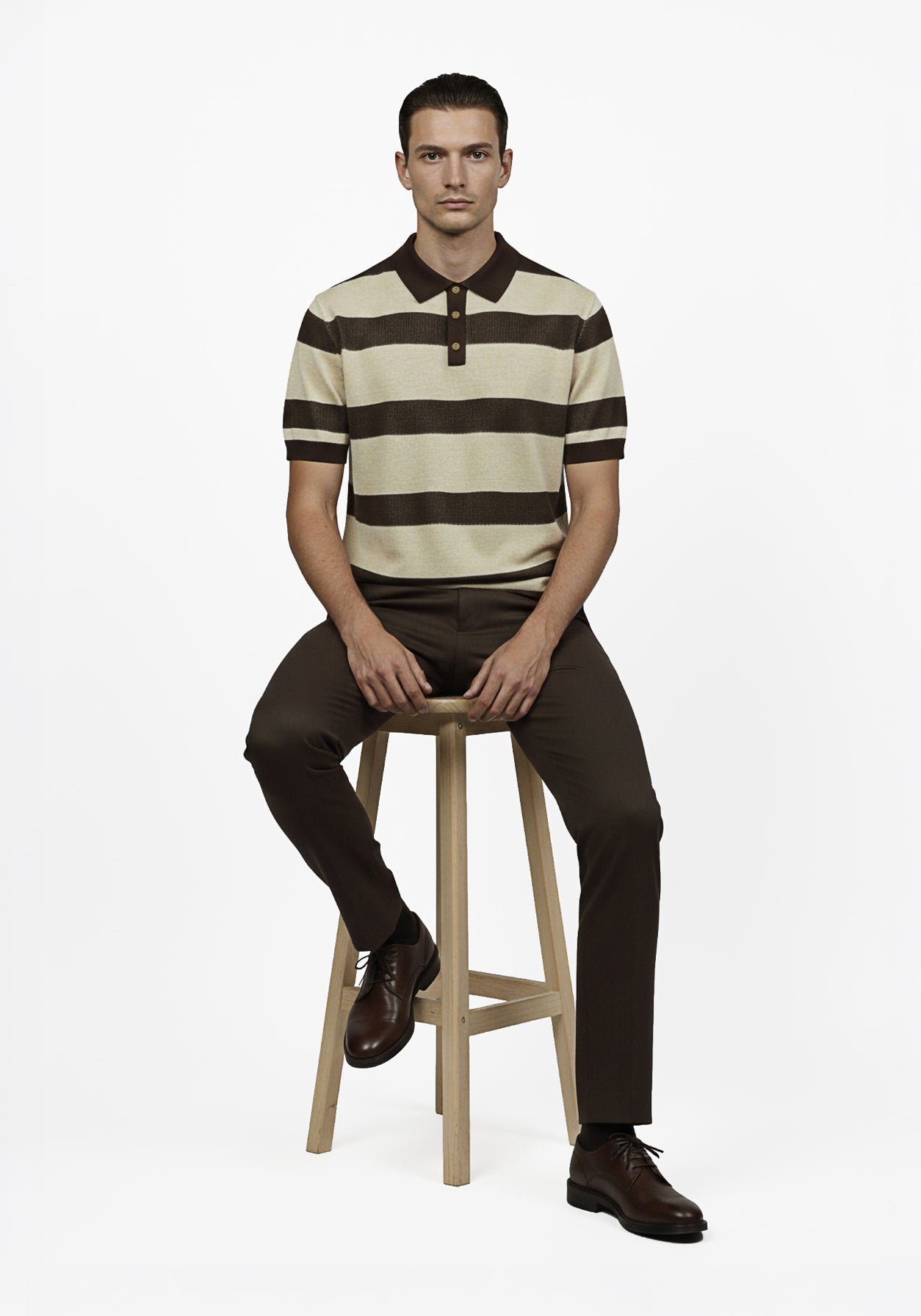 Aero-Grid  Striped Polo Cocoa