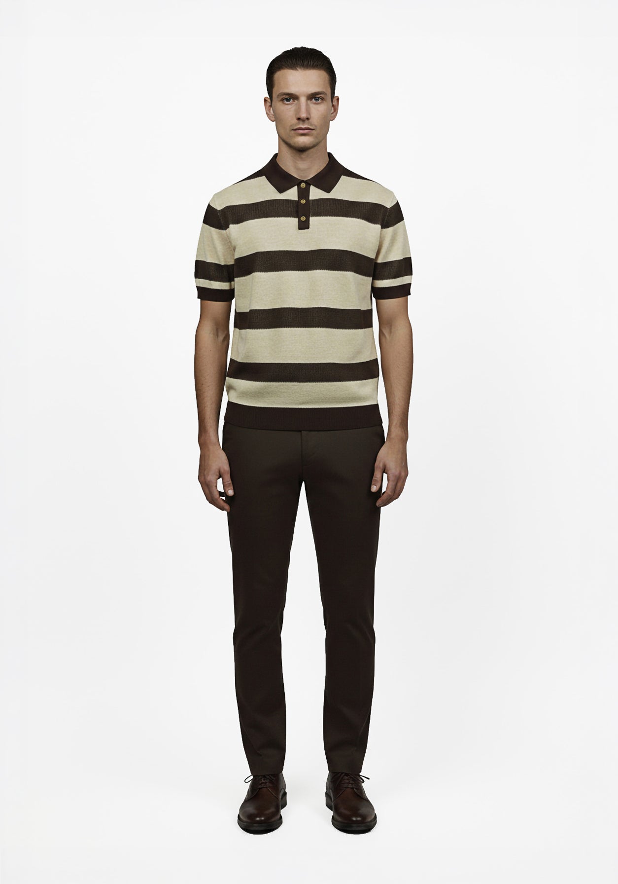Aero-Grid  Striped Polo Cocoa