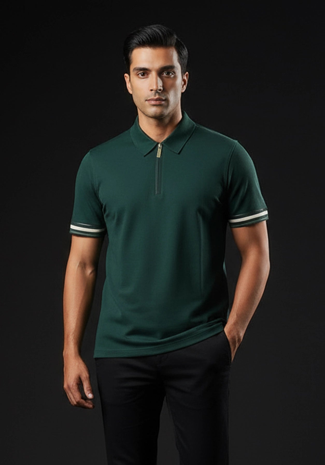 Classic Collar Teal Zipper Polo