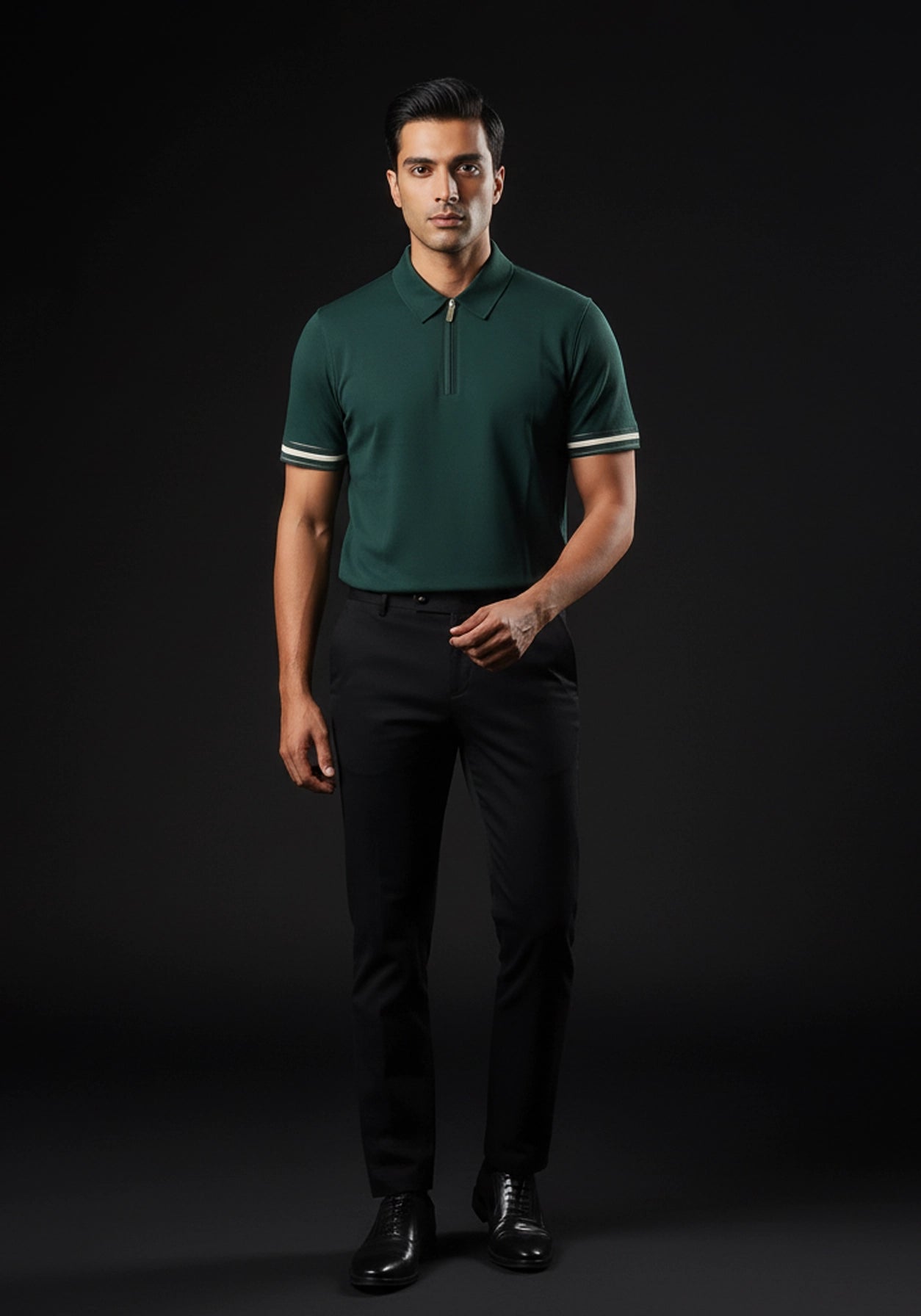 Classic Collar Teal Zipper Polo