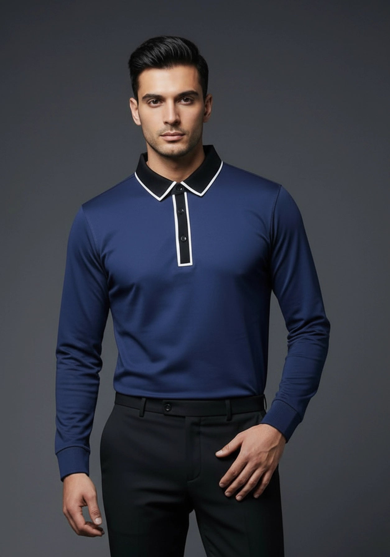 Classic Full Sleeve Polo Deep Blue