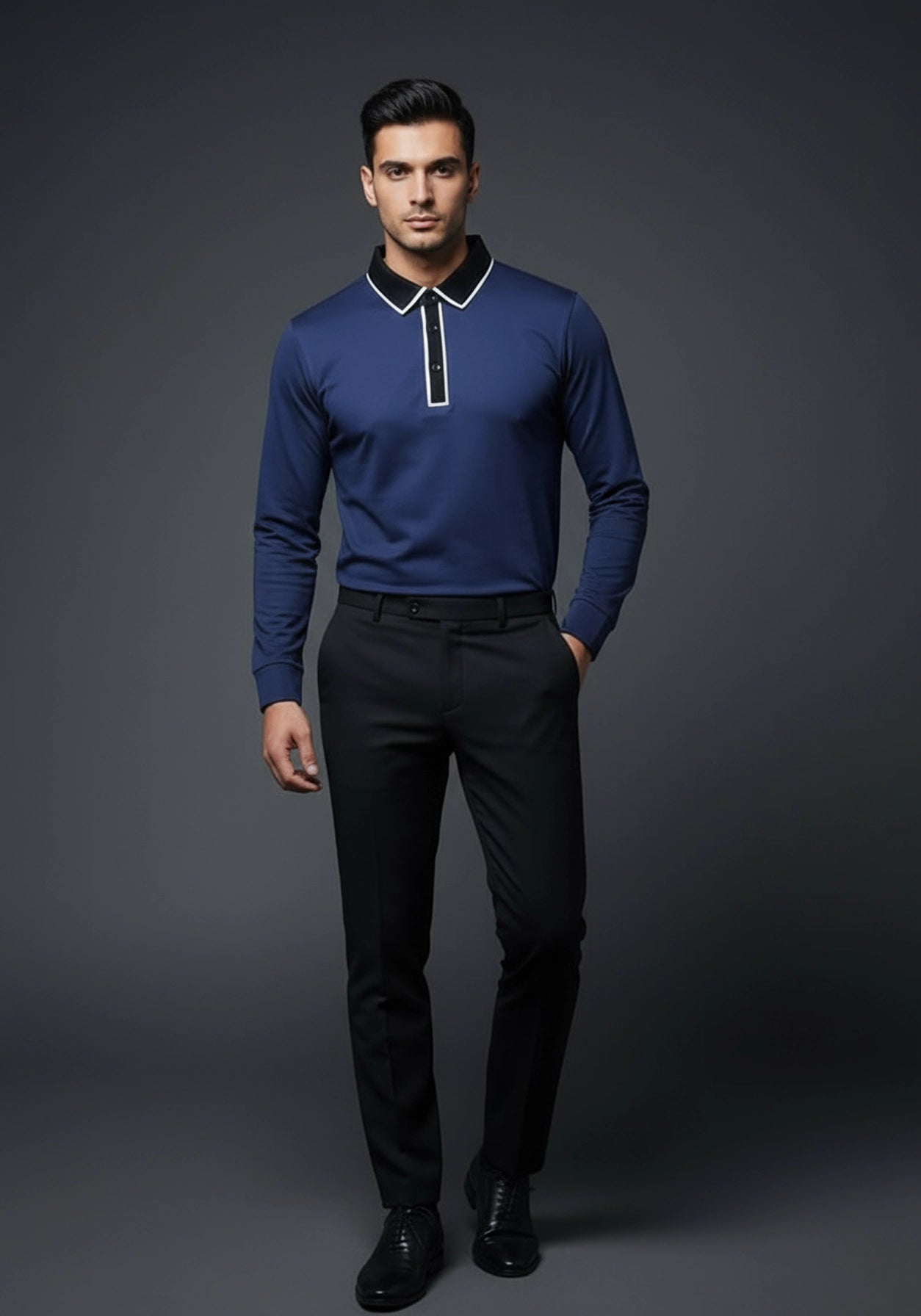 Classic Full Sleeve Polo Deep Blue