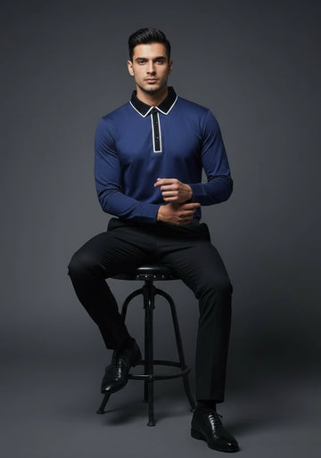 Classic Full Sleeve Polo Deep Blue