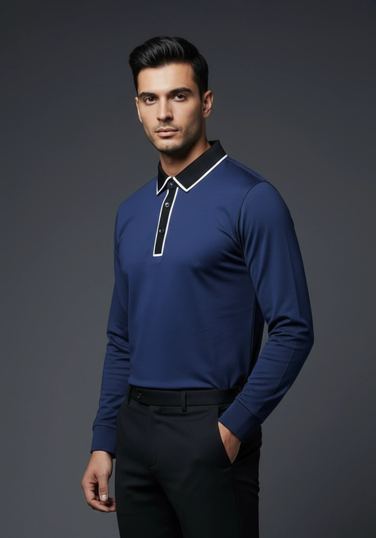 Classic Full Sleeve Polo Deep Blue