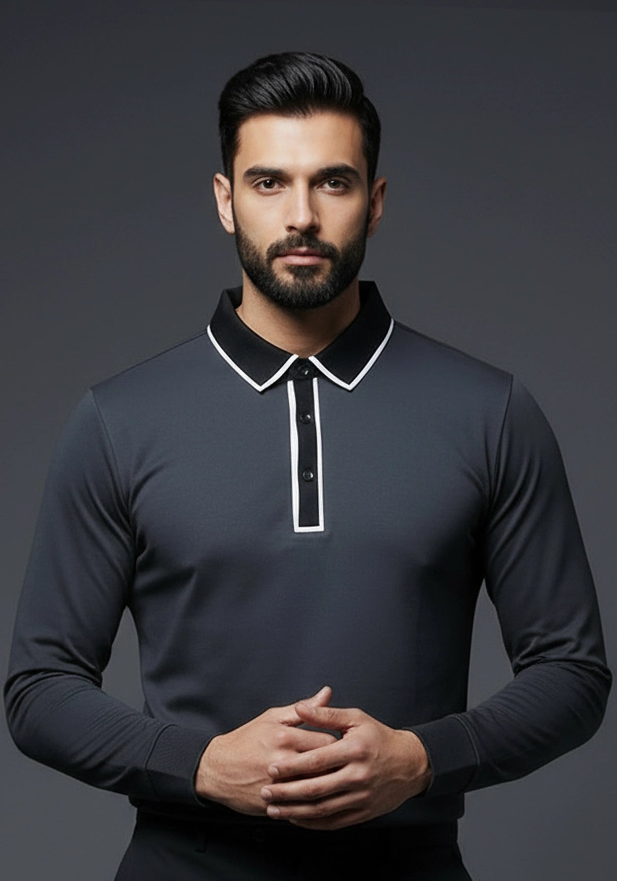 Classic Full Sleeve Polo Shiny Black