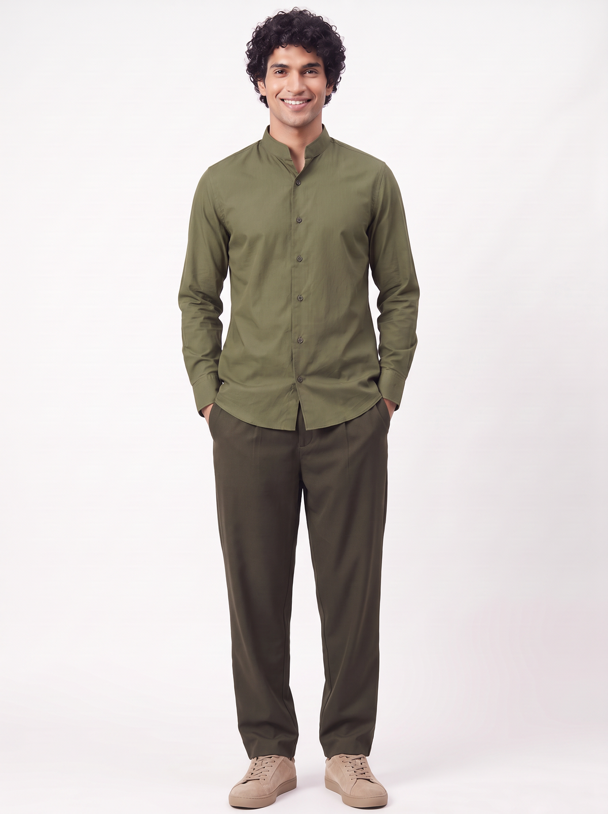 MAUJI  Button Down Shirt Cotton Olive