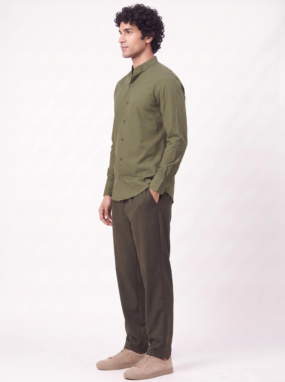 MAUJI  Button Down Shirt Cotton Olive