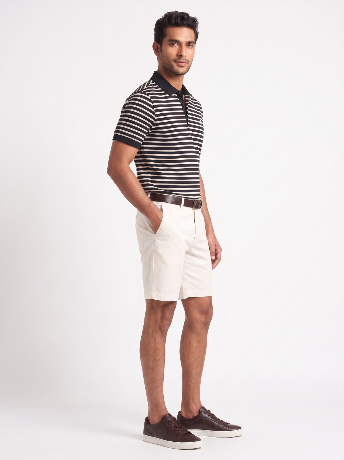 Elite Lustrasoft Cotton Striped Polo - Blue