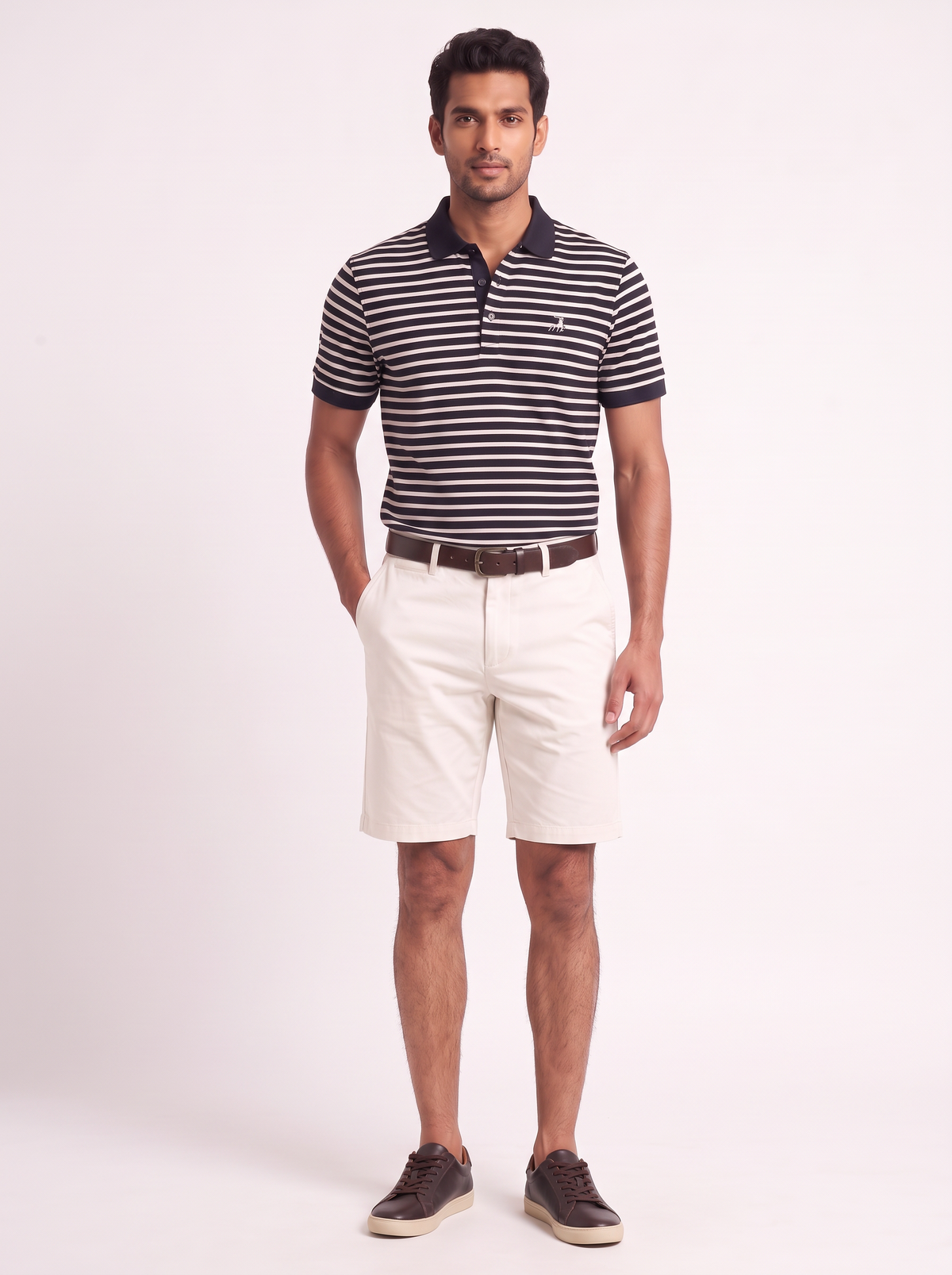 Elite Lustrasoft Cotton Striped Polo - Blue