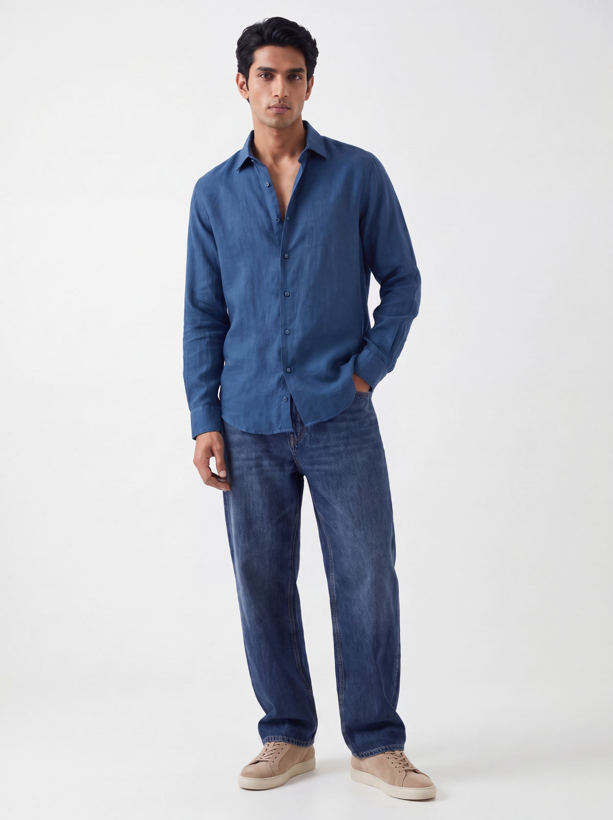 MAUJI pure linen shirt blue