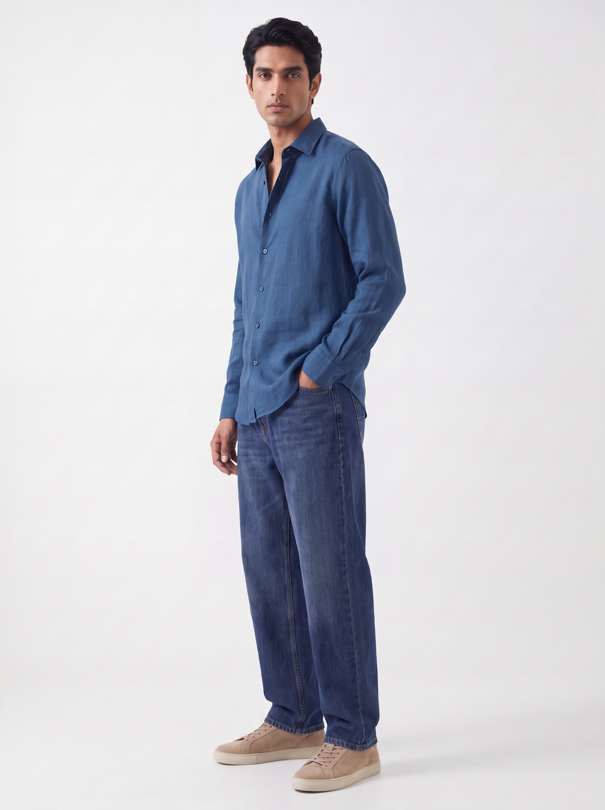 MAUJI pure linen shirt blue