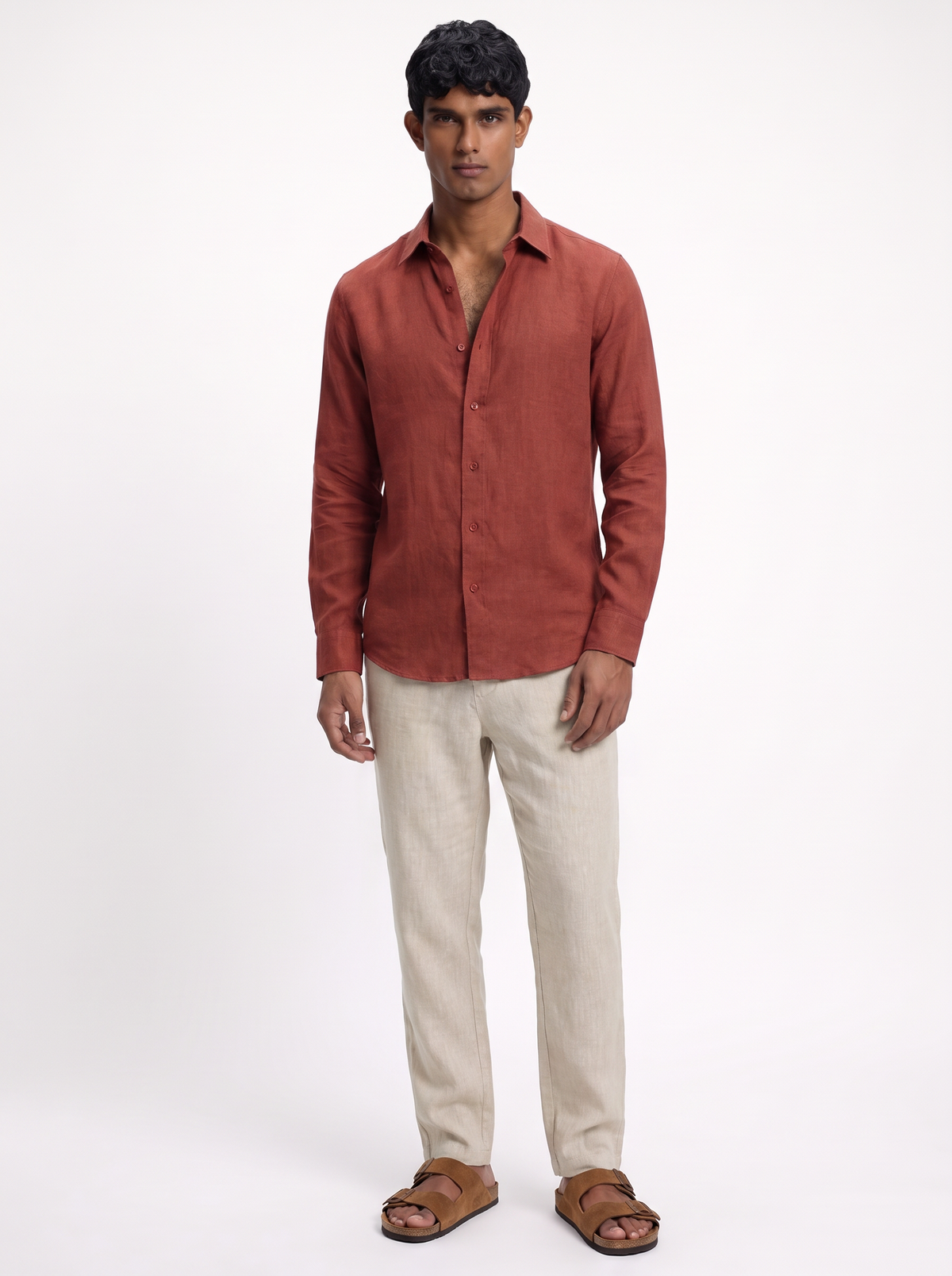 MAUJI pure linen shirt brick