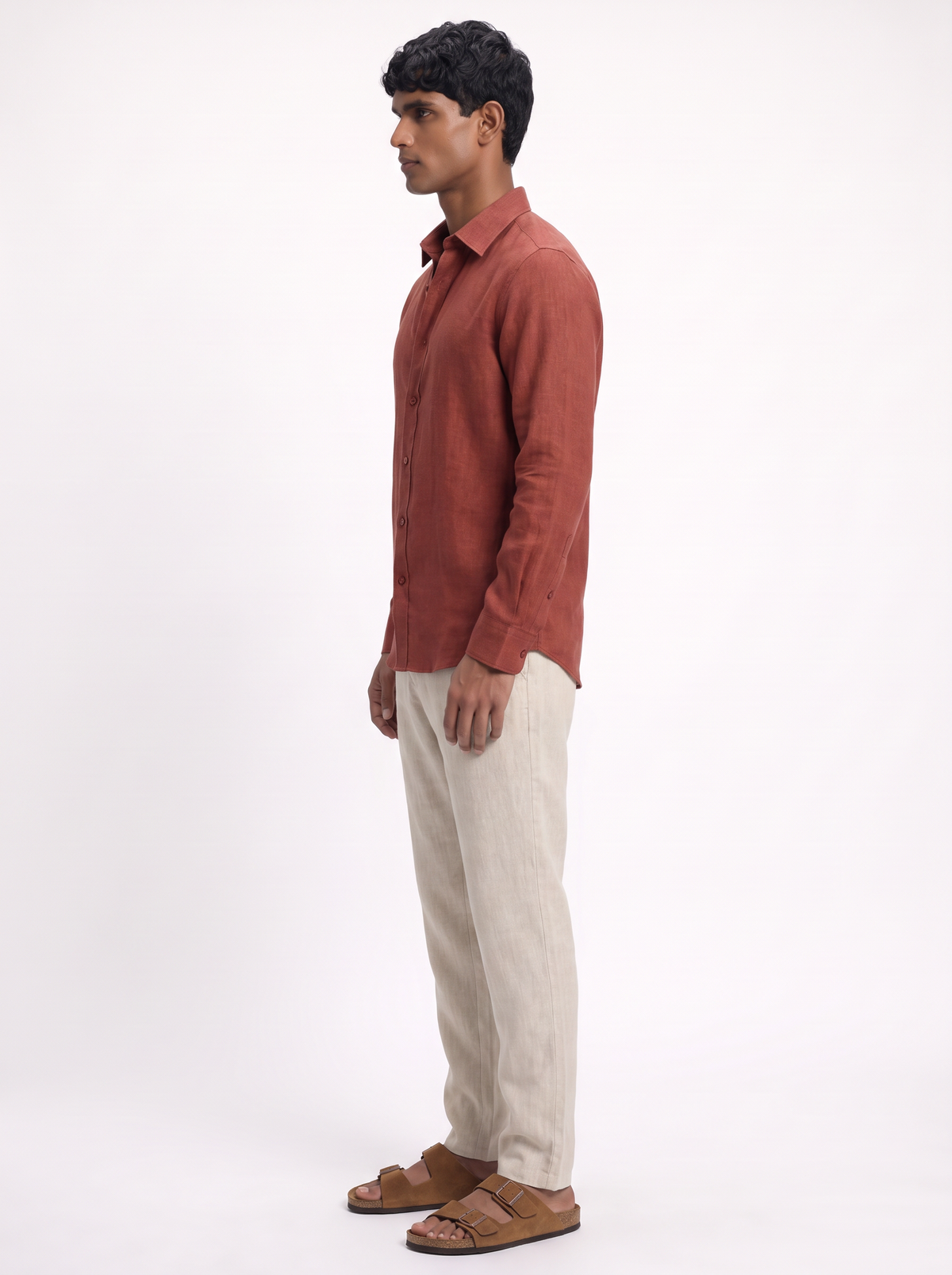 MAUJI pure linen shirt brick