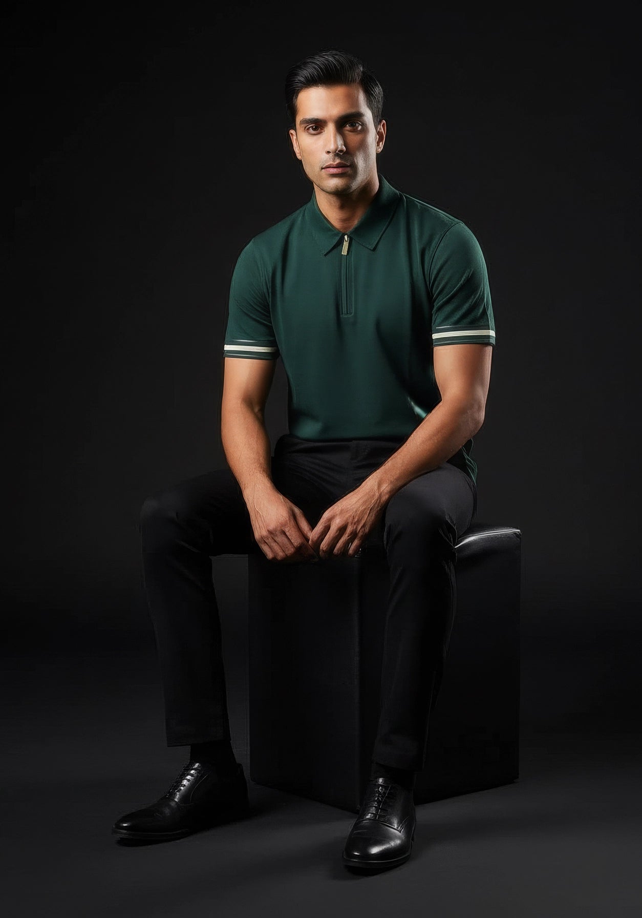 Classic Collar Teal Zipper Polo