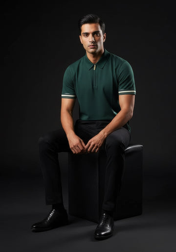 Classic Collar Teal Zipper Polo