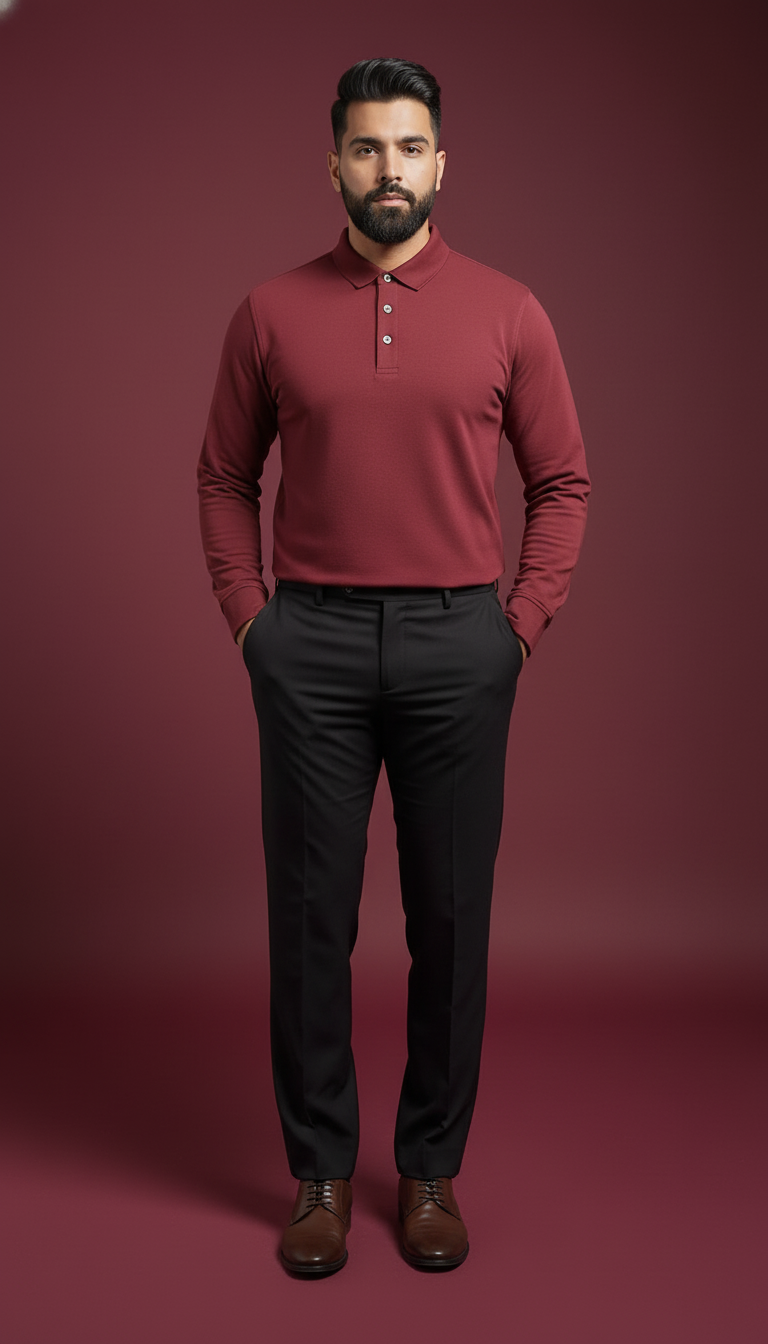 Crimson Crest Luxe Full-Sleeve