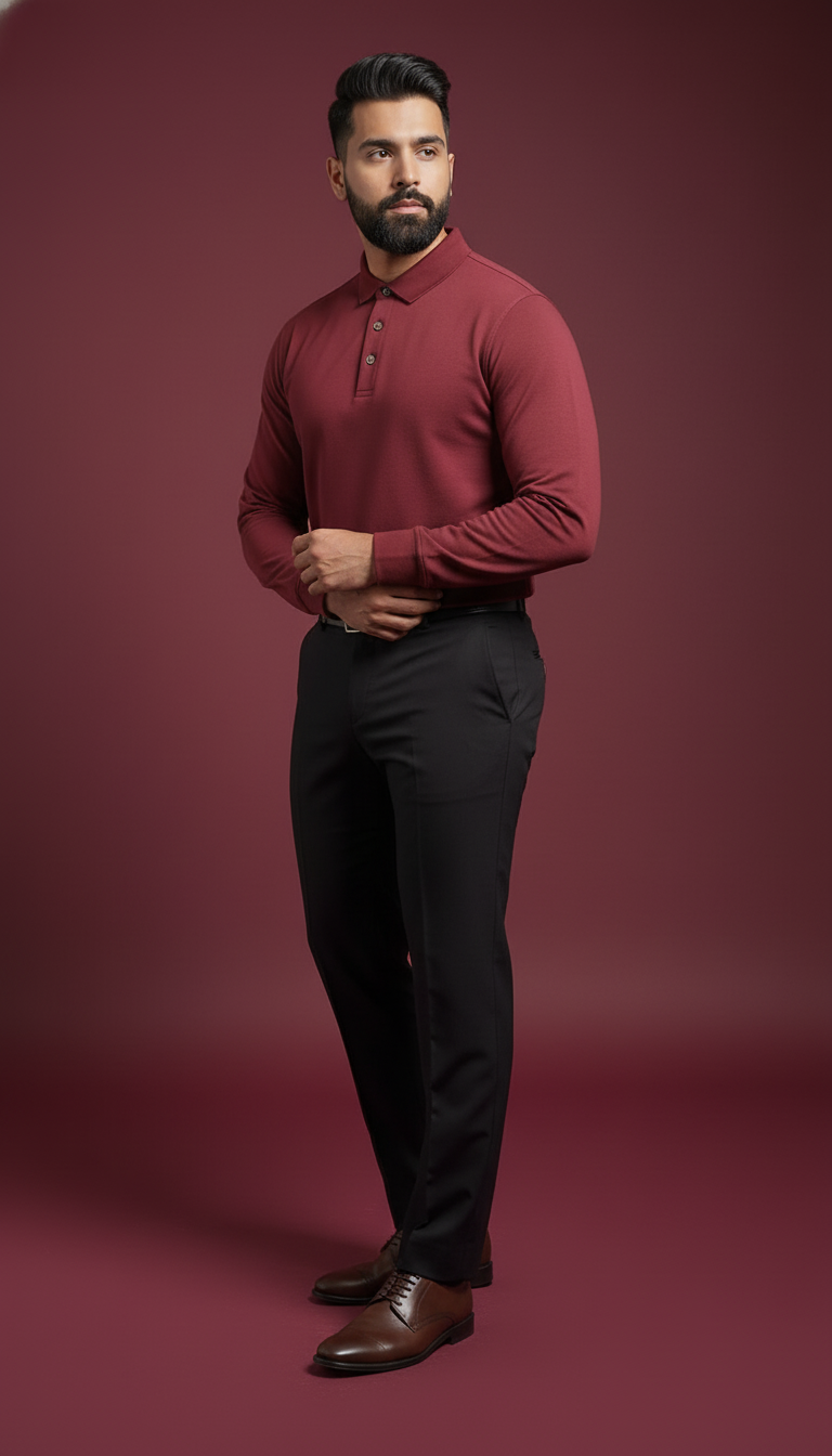 Crimson Crest Luxe Full-Sleeve