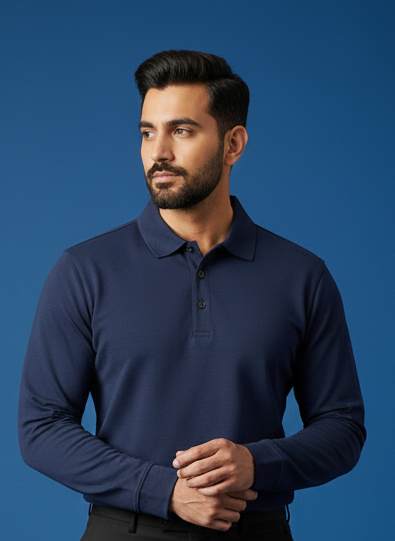 Navy Horizon Luxe Full-Sleeve