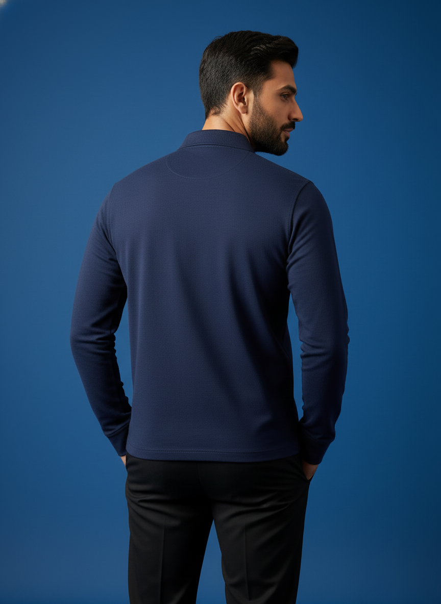 Navy Horizon Luxe Full-Sleeve