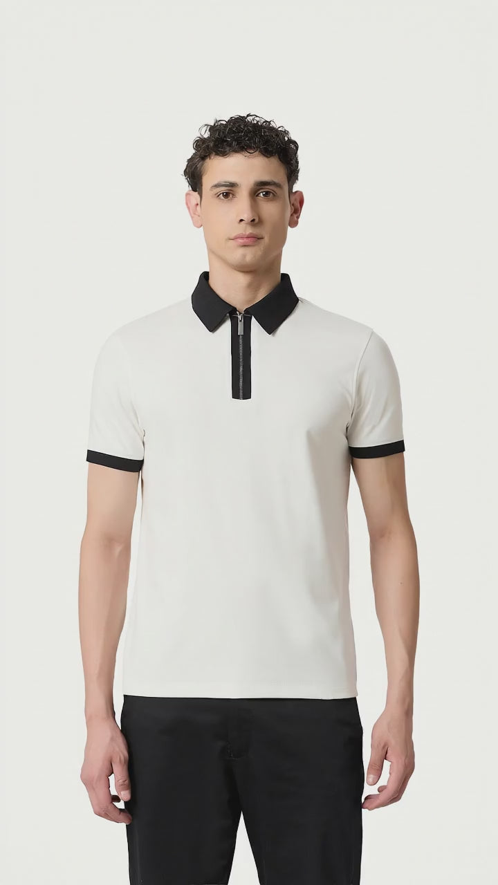 Imperial Zipper Polo White