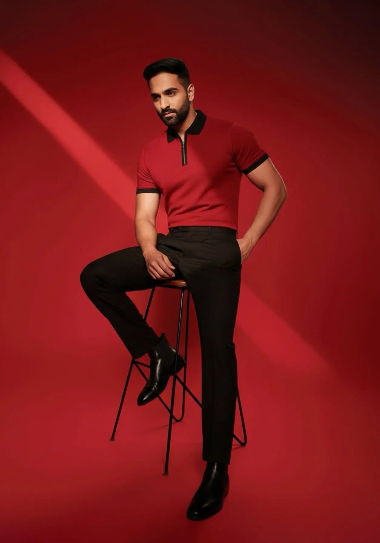 Imperial Zipper Polo Crimson