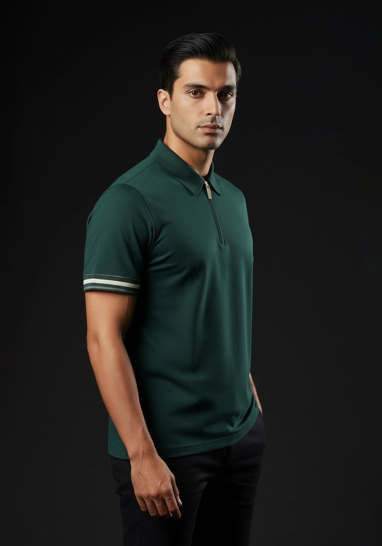 Classic Collar Teal Zipper Polo