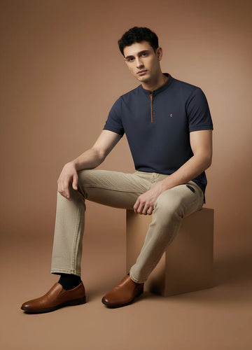Terra Suede Blue Mandarin Polo